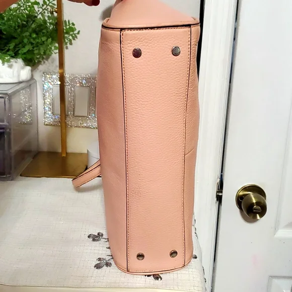 KARL LAGERFELD PINK PEBBLE LEATHER SATCHEL BAG - Picture 10 of 17